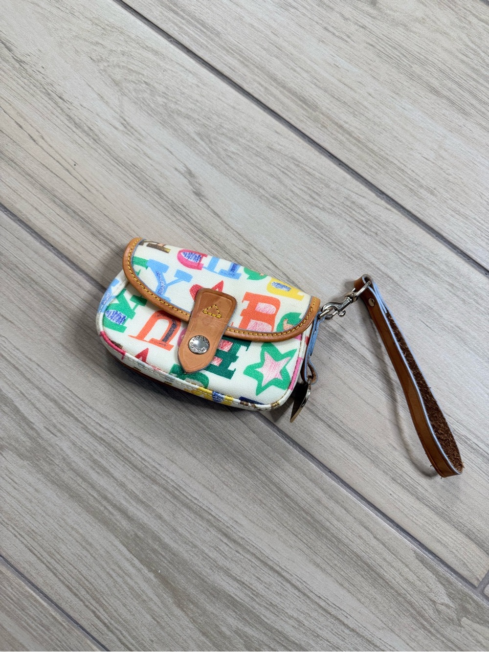 Dooney & Bourke Vintage Doodle Graffiti Wristlet Pouch Wallet Coated Canvas